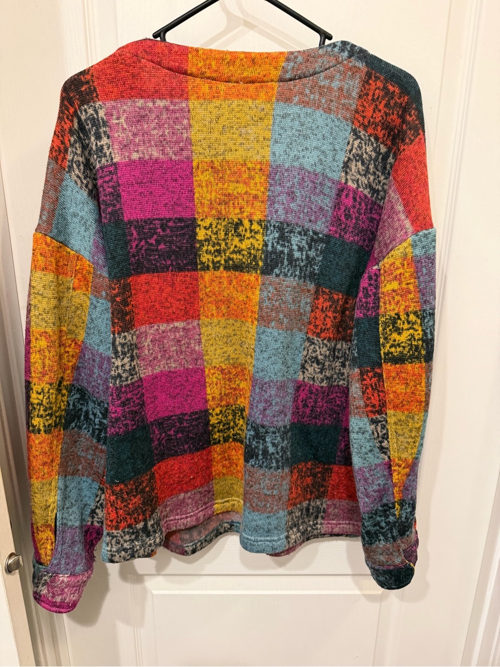 BiBi Multicolor Patchwork Checkered Button-Front Cardigan - Picture 2 of 4